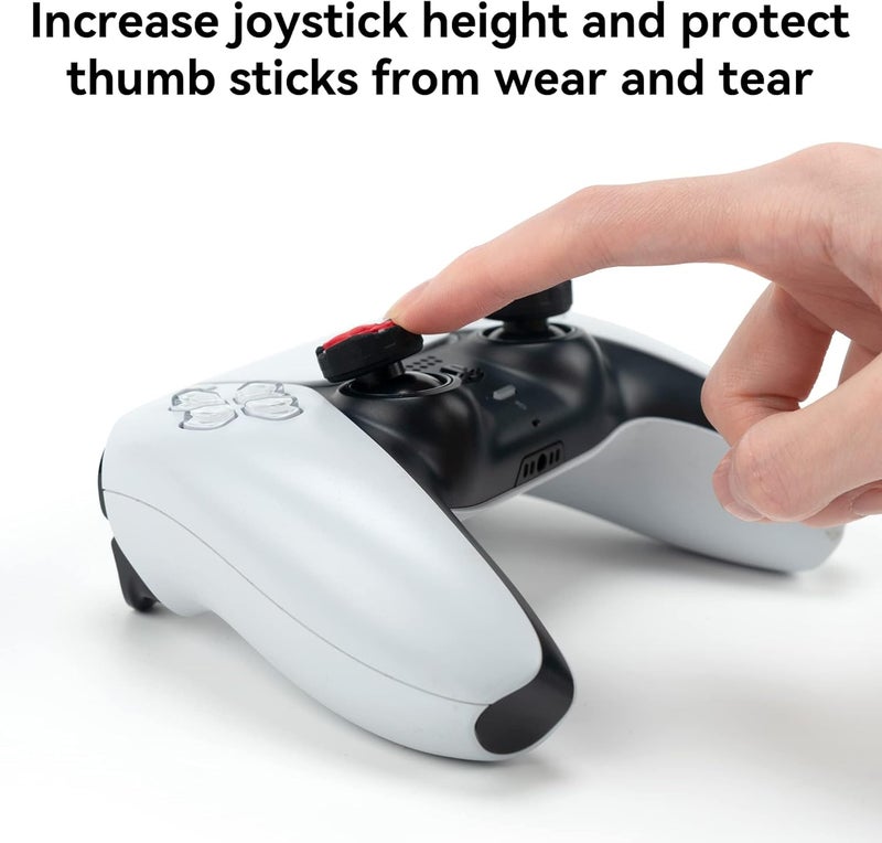 GEEKSHARE Skull Thumb Grip Caps for PS5 Controller, Thumbsticks Cover Set Compatible with Switch Pro Controller and PS4/PS5, 2 Pairs / 4 Pcs (Black & Red) - Image 4